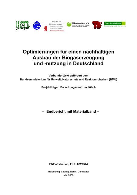 Optimierungen für einen nachhaltigen Ausbau der ... - Biogaspartner