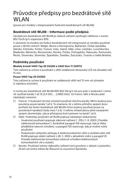 Sony SVE1512Z1E - SVE1512Z1E Documents de garantie Slovaque