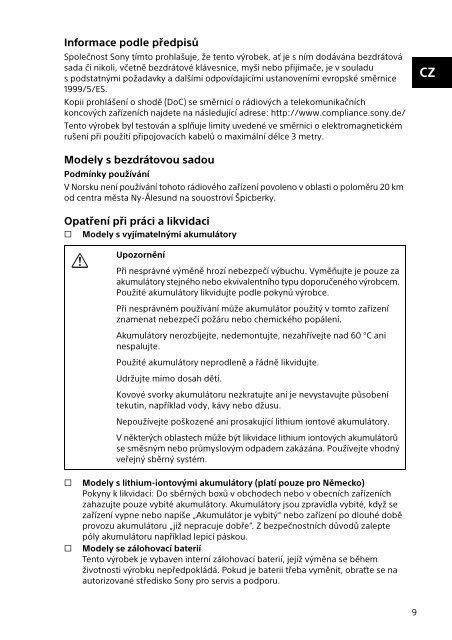 Sony SVE1512Z1E - SVE1512Z1E Documents de garantie Slovaque