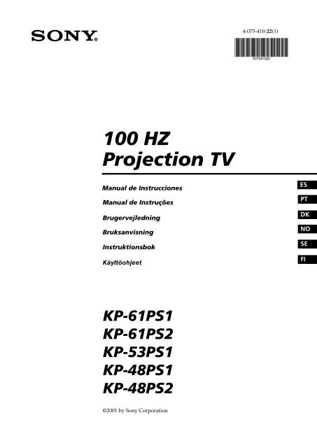 Sony KP-61PS1 - KP-61PS1 Consignes d&rsquo;utilisation Danois