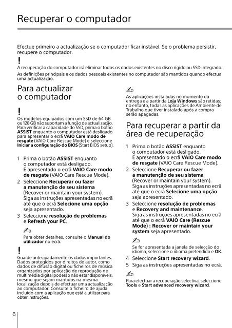 Sony SVE1512Z1E - SVE1512Z1E Guide de d&eacute;pannage Portugais
