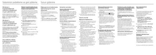 Sony SVE1512Z1E - SVE1512Z1E Guide de d&eacute;pannage Turc