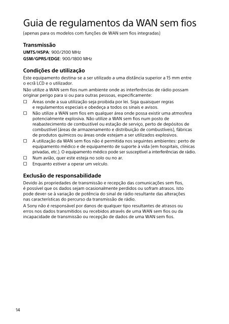 Sony SVE1512Z1E - SVE1512Z1E Documents de garantie Portugais