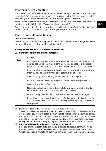 Sony SVE1512Z1E - SVE1512Z1E Documents de garantie Polonais