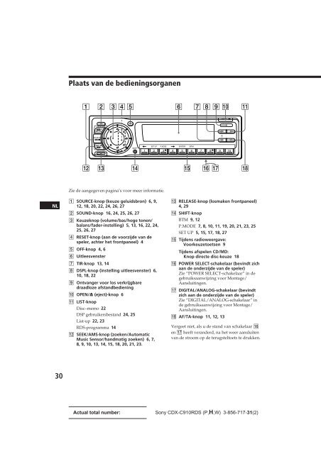 Sony CDX-C910RDS - CDX-C910RDS Istruzioni per l'uso Svedese