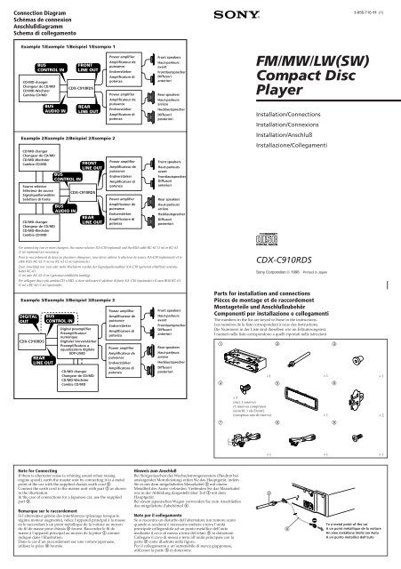 Sony CDX-C910RDS - CDX-C910RDS Guida di installazione Inglese