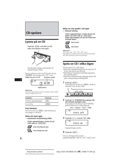 Sony CDX-C910RDS - CDX-C910RDS Istruzioni per l'uso Portoghese