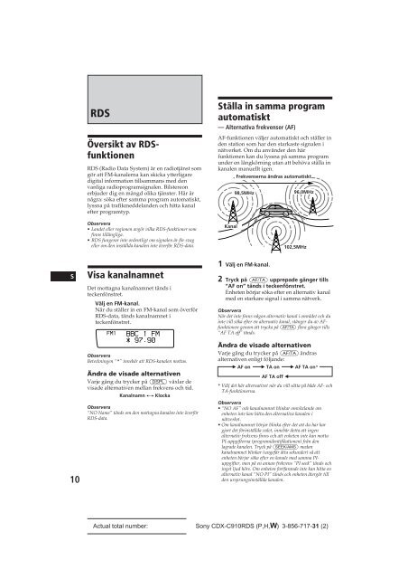 Sony CDX-C910RDS - CDX-C910RDS Istruzioni per l'uso Portoghese