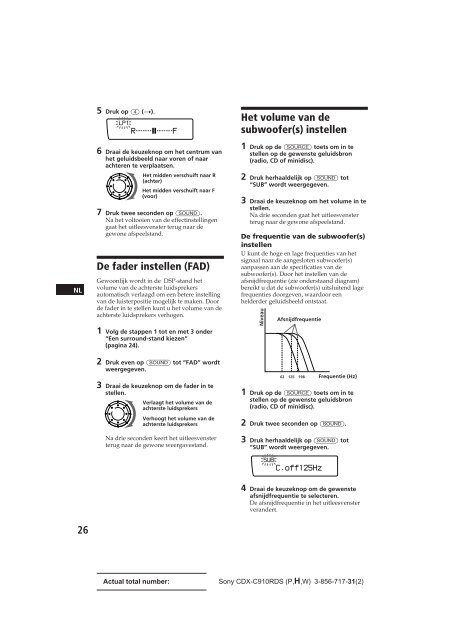 Sony CDX-C910RDS - CDX-C910RDS Istruzioni per l'uso Olandese