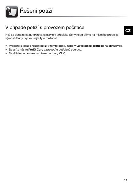 Sony VPCX13F7E - VPCX13F7E Guida alla risoluzione dei problemi Slovacco