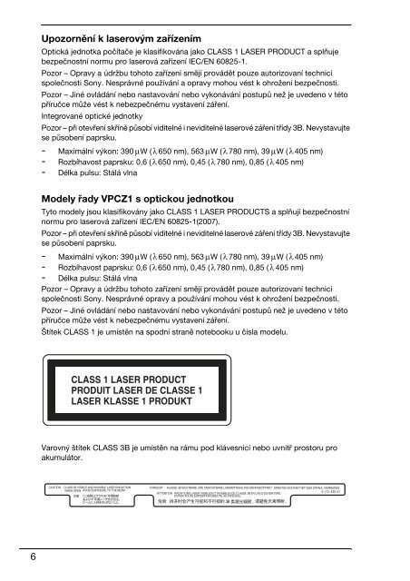 Sony VPCX13F7E - VPCX13F7E Documenti garanzia Ceco