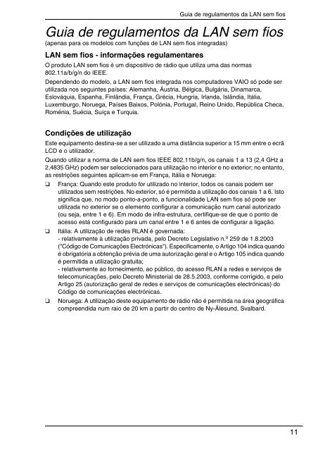 Sony VPCX13F7E - VPCX13F7E Documenti garanzia Portoghese