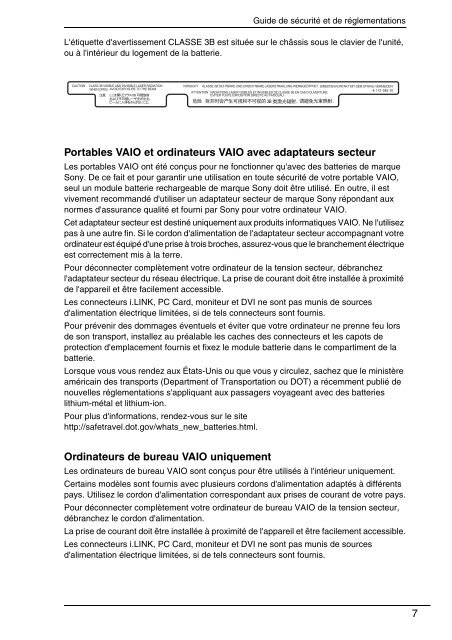 Sony VPCX13F7E - VPCX13F7E Documenti garanzia Francese