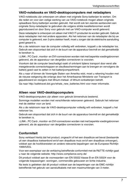 Sony VPCX13F7E - VPCX13F7E Documenti garanzia Olandese
