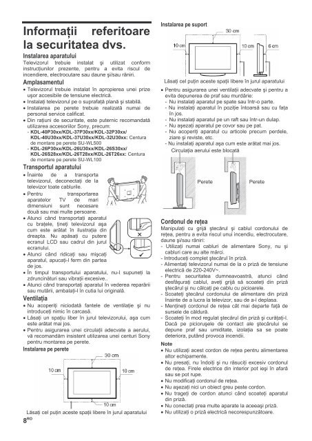 Sony KDL-26T2800 - KDL-26T2800 Istruzioni per l'uso Rumeno