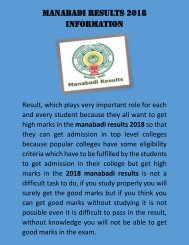 Manabadi Results 2018 Information