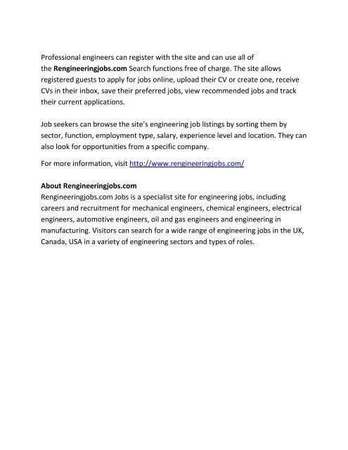 Rengineeringjobs.com offers best Engineering Jobs in UK