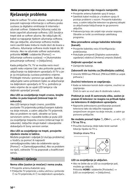 Sony KDL-50W755C - KDL-50W755C Mode d'emploi Croate