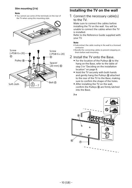 Sony KDL-50W755C - KDL-50W755C Informations d'installation du support de fixation murale