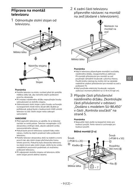 Sony KDL-50W755C - KDL-50W755C Informations d'installation du support de fixation murale