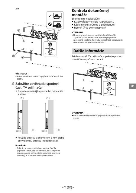 Sony KDL-50W755C - KDL-50W755C Informations d'installation du support de fixation murale