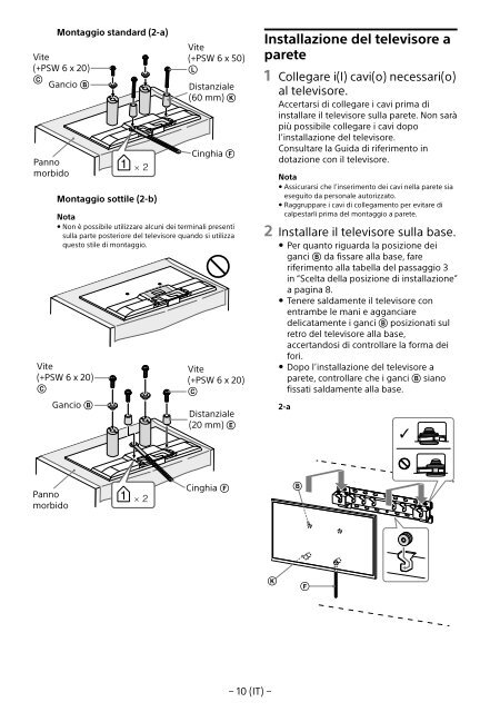 Sony KDL-50W755C - KDL-50W755C Informations d'installation du support de fixation murale