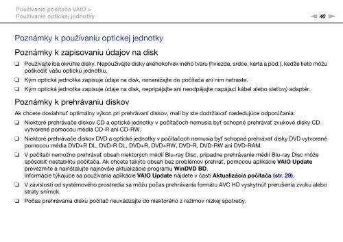 Sony VPCCW2C5E - VPCCW2C5E Mode d'emploi Slovaque