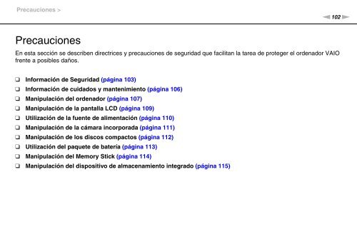 Sony VPCCW2C5E - VPCCW2C5E Mode d'emploi Espagnol