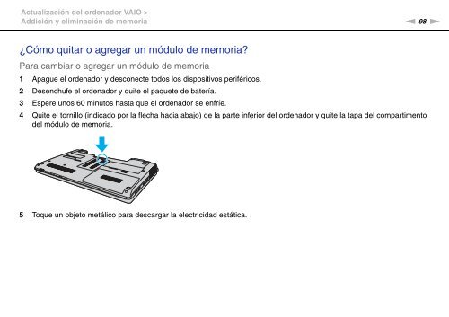 Sony VPCCW2C5E - VPCCW2C5E Mode d'emploi Espagnol