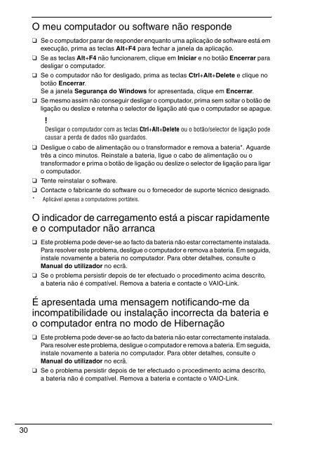 Sony VPCCW2C5E - VPCCW2C5E Guide de d&eacute;pannage Portugais