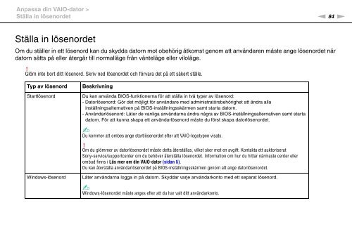 Sony VPCCW2C5E - VPCCW2C5E Mode d'emploi Su&eacute;dois