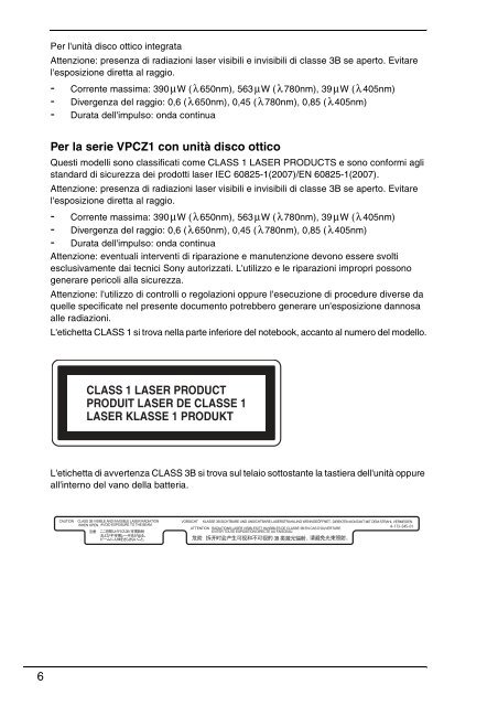 Sony VPCCW2C5E - VPCCW2C5E Documents de garantie Italien