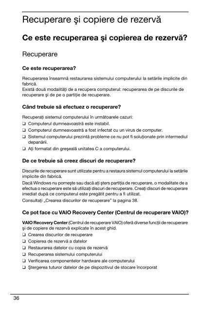 Sony VPCCW2C5E - VPCCW2C5E Guide de d&eacute;pannage Roumain