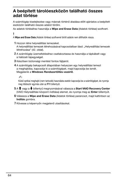 Sony VPCCW2C5E - VPCCW2C5E Guide de d&eacute;pannage Hongrois