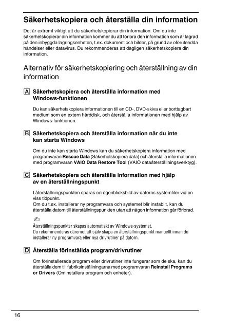 Sony VPCCW2C5E - VPCCW2C5E Guide de d&eacute;pannage Su&eacute;dois