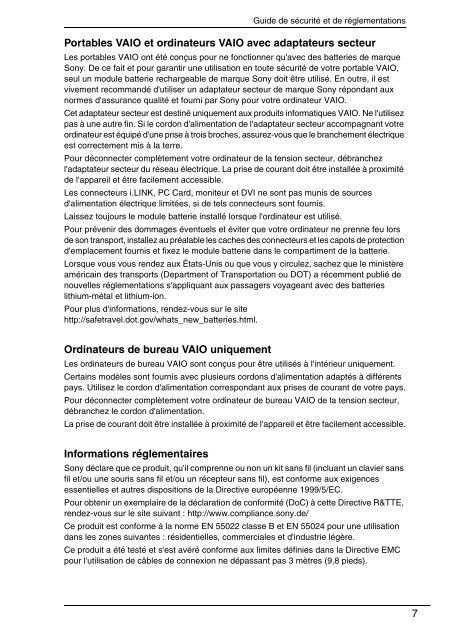 Sony VPCCW2C5E - VPCCW2C5E Documents de garantie Fran&ccedil;ais