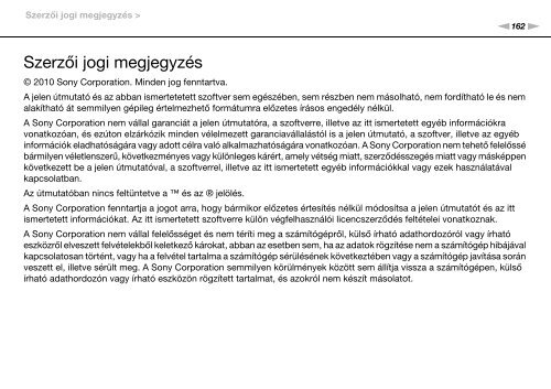 Sony VPCCW2C5E - VPCCW2C5E Mode d'emploi Hongrois