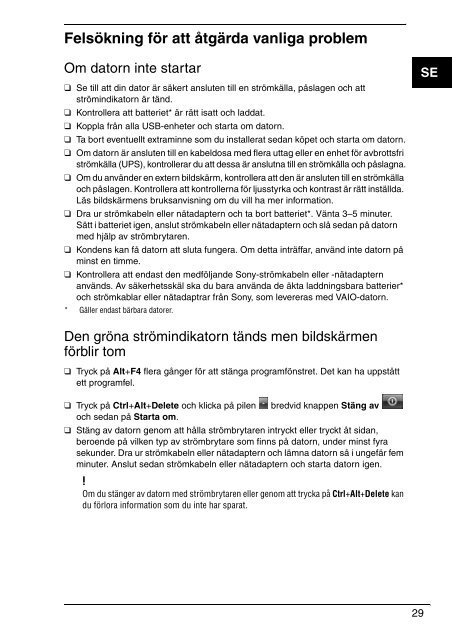 Sony VPCCW2C5E - VPCCW2C5E Guide de d&eacute;pannage Danois