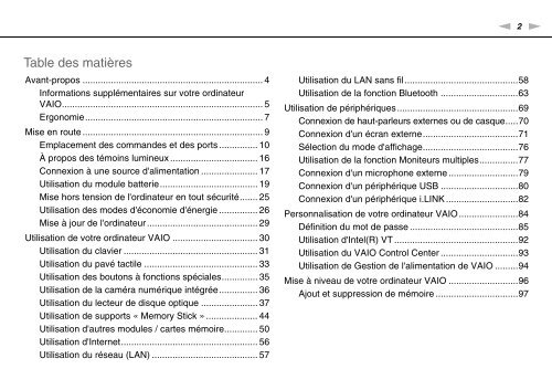 Sony VPCCW2C5E - VPCCW2C5E Mode d'emploi Fran&ccedil;ais