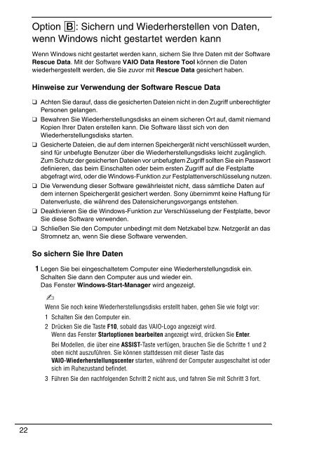 Sony VPCCW2C5E - VPCCW2C5E Guide de d&eacute;pannage Allemand