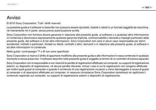 Sony VPCCW2C5E - VPCCW2C5E Mode d'emploi Italien