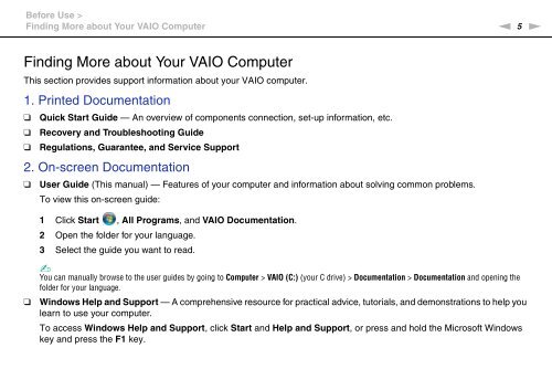 Sony VPCCW2C5E - VPCCW2C5E Mode d'emploi Anglais