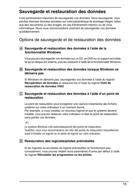 Sony VPCCW2C5E - VPCCW2C5E Guide de d&eacute;pannage Fran&ccedil;ais