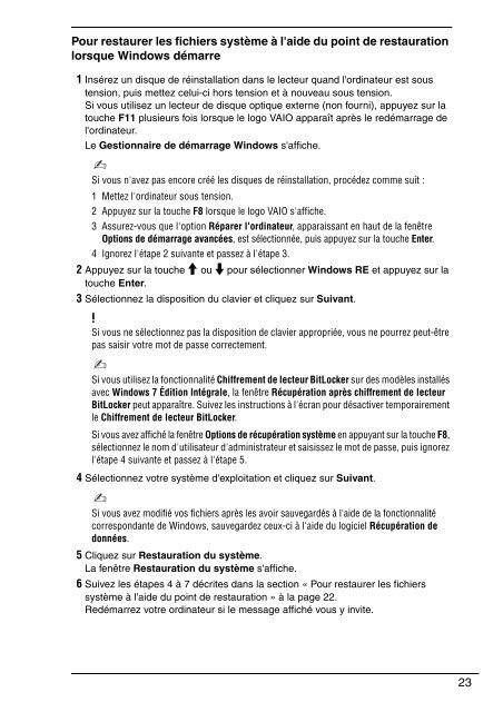 Sony VPCCW2C5E - VPCCW2C5E Guide de d&eacute;pannage Fran&ccedil;ais