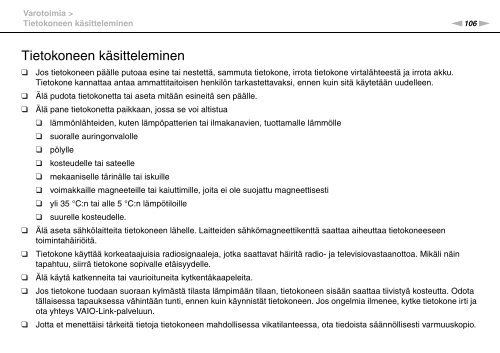 Sony VPCCW2C5E - VPCCW2C5E Mode d'emploi Finlandais