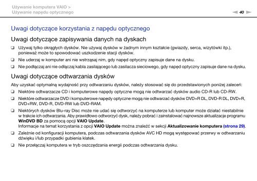 Sony VPCCW2C5E - VPCCW2C5E Mode d'emploi Polonais