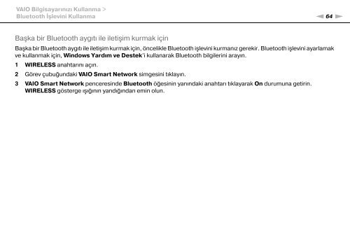 Sony VPCCW2C5E - VPCCW2C5E Mode d'emploi Turc