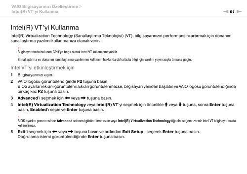 Sony VPCCW2C5E - VPCCW2C5E Mode d'emploi Turc