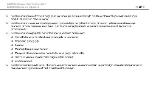 Sony VPCCW2C5E - VPCCW2C5E Mode d'emploi Turc