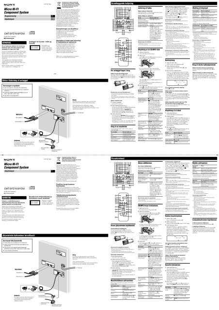 Sony CMT-SPZ70 - CMT-SPZ70 Consignes d&rsquo;utilisation Danois